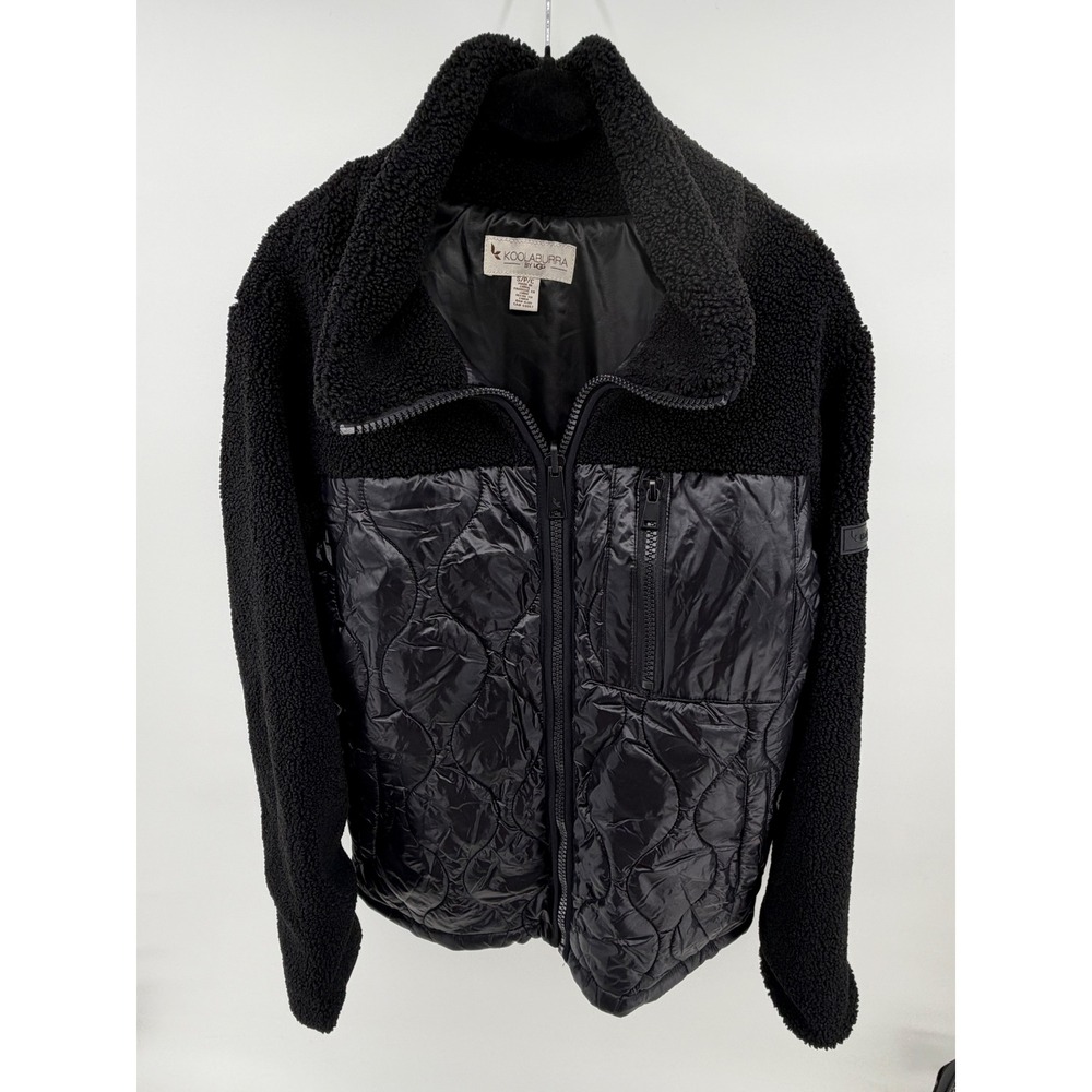 Koolaburra by UGG Womens Black Sherpa Quilted Mixed Media Jacket KB22729R Small